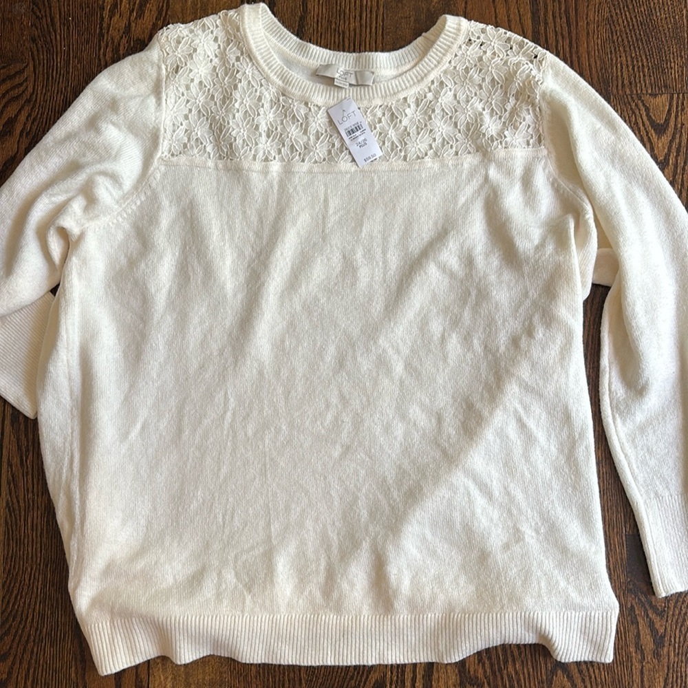 LOFT White Crew Neck Sweater